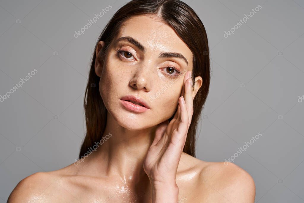 Soft light highlighting radiant skin.